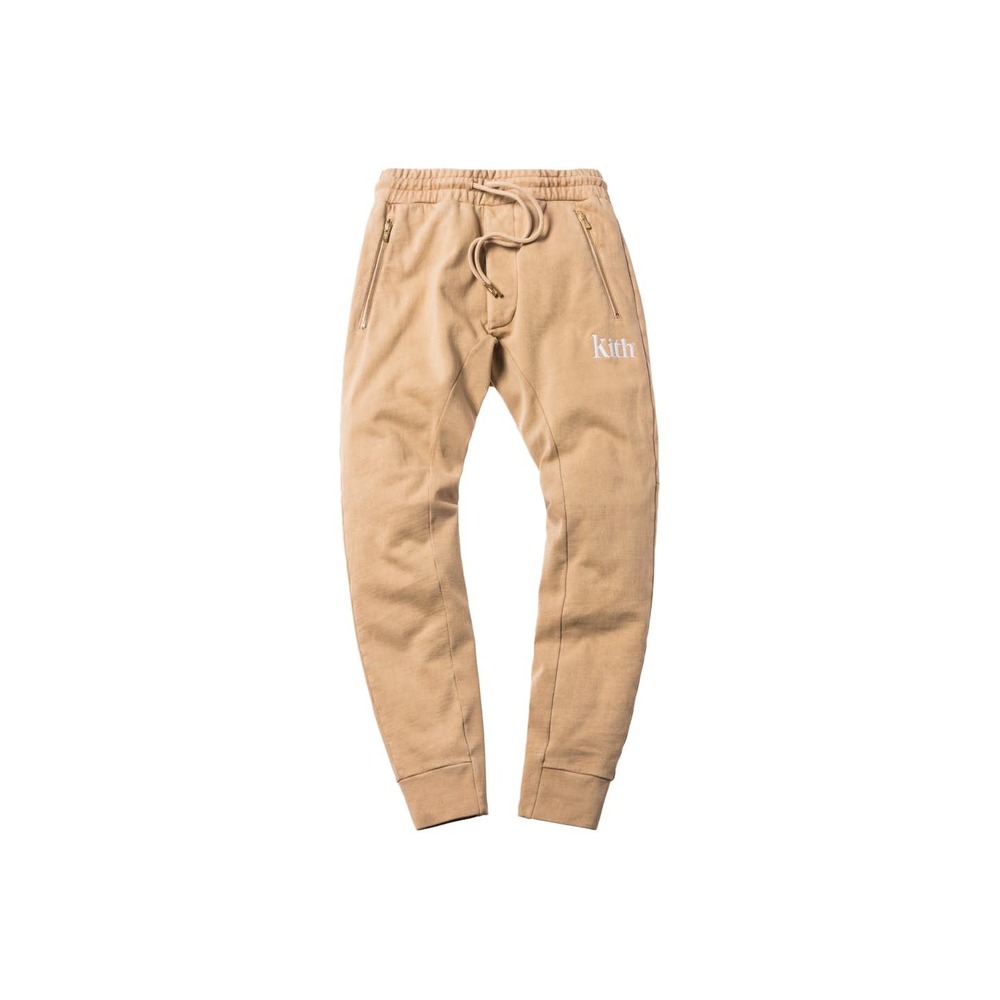 Kith Bleecker Sweatpants Sand Slim Joggers XS Tan Streetwear Pants FW18